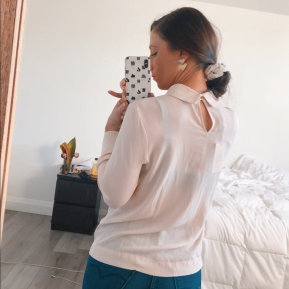 New DKNY Sheer Pink Collar Blouse - Picture 3 of 11